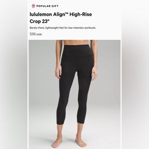 Lululemon Align 23” High Rise Black Leggings